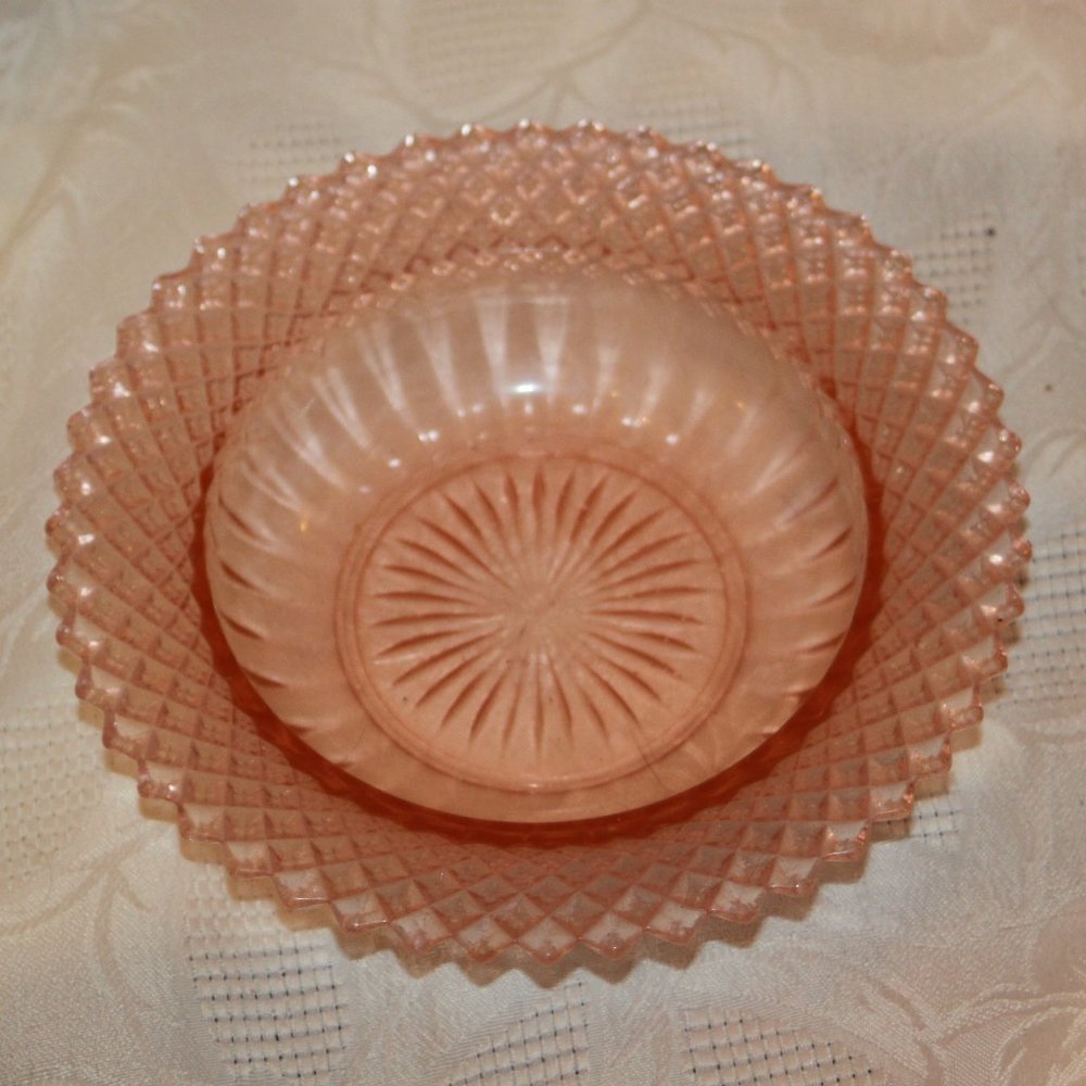Pink Depression Glass Bowl 6.25 inch